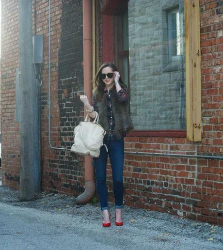 Fur Vest + Plaid // SideSmile Style