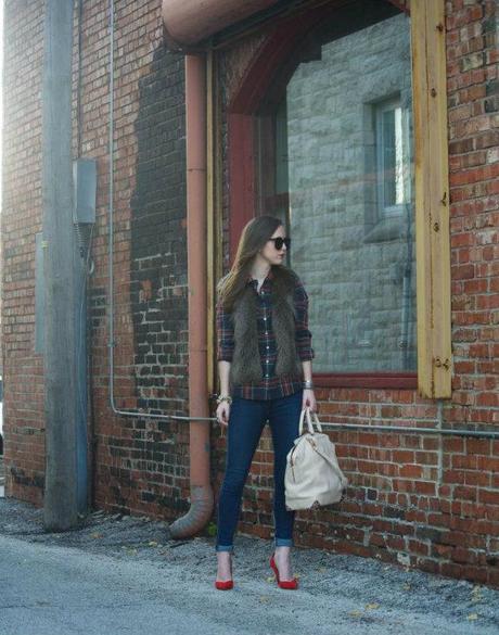 Fur Vest + Plaid // SideSmile Style