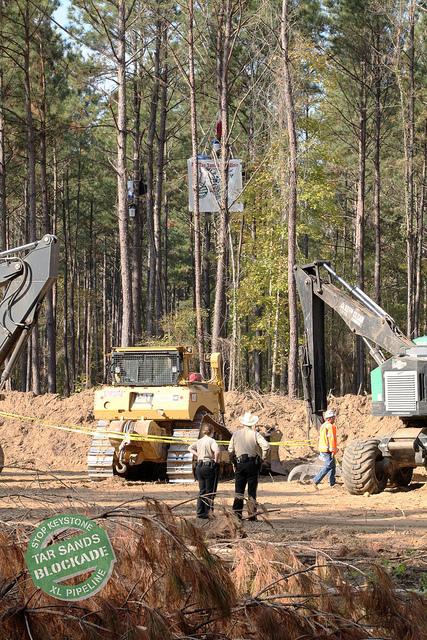 BREAKING: 40 People Stop Keystone XL Construction: Four Lock to Machinery, Nacogdoches Student and Two Others Launch a New Tree Blockade