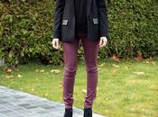 Burgundy Coated Jeans Black Lace Sweater