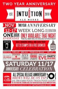 Intuition to celebrate two years with events, dinners, and new brews