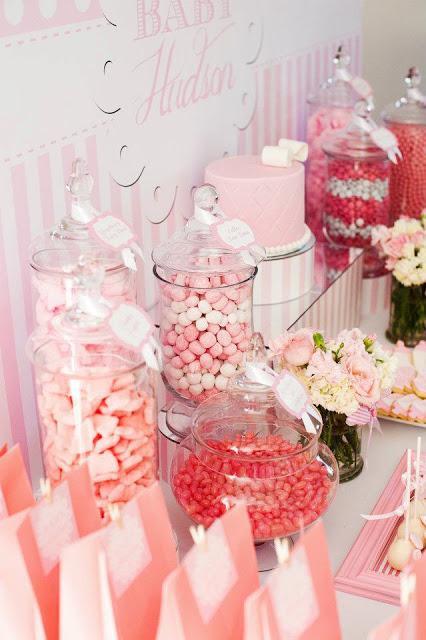 Pink and White Baby Shower by Life is Sweet Candy Buffets