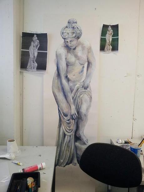 My progression of painting a sculpture over one day.