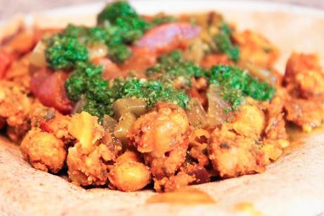 Vegetarian “Dosas” with Curried Chickpeas and Mint Chutney