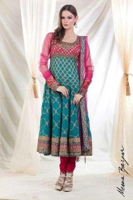 Meena Bazaar Party Wear Anarkali Frocks Collection 2012 2013 for Women a Picturesque Patterns for Chars