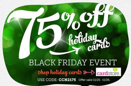 Black Friday Event! 75% off Holiday Cards & Invites + FREE Shipping at Cardstore, Use Coupon Code: CCN2175, Valid thru 11/25/12 at 11:59pm PST