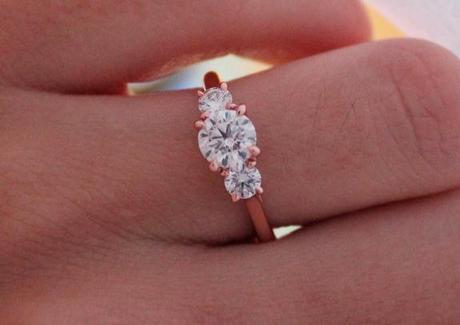 3-stone diamond ring in rose gold
