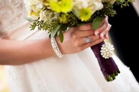 fall bridal bouquet with bridal jewelry