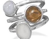 X8047 Silverplated Brass Rings with Jade, Agate