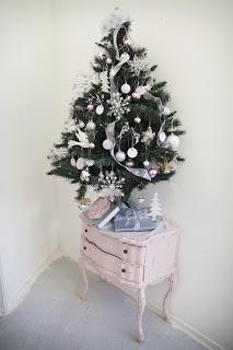 Our White Christmas with a touch Pink,Blue and a Touch of Silver