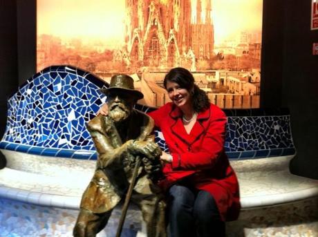 Me hanging out with a statue of Gaudi in Barcelona, Spain
