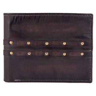 Riveted/Studded Brown Leather Wallet for Men