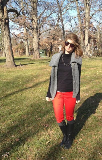 outfit: red and black