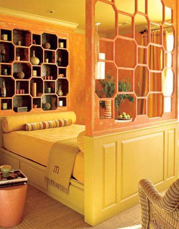 pale orange bedroom, Moroccan influenced bedroom, Barry Dixon