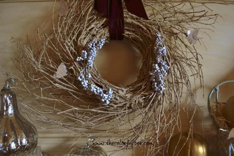natural wreath for a fall mantle