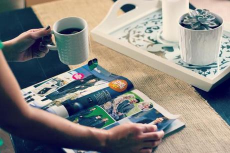 Polaroid-NookAndSea-PEOPLE-Magazine-December-10-Issue-Tea-Cup-Mug-Cozy-Burlap-Runner-Table-Tray-White-Succulent-IKEA-pot-candle