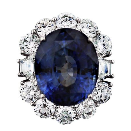 Unheated Ceylon Sapphire Diamond Platinum Ring, sapphire diamond ring