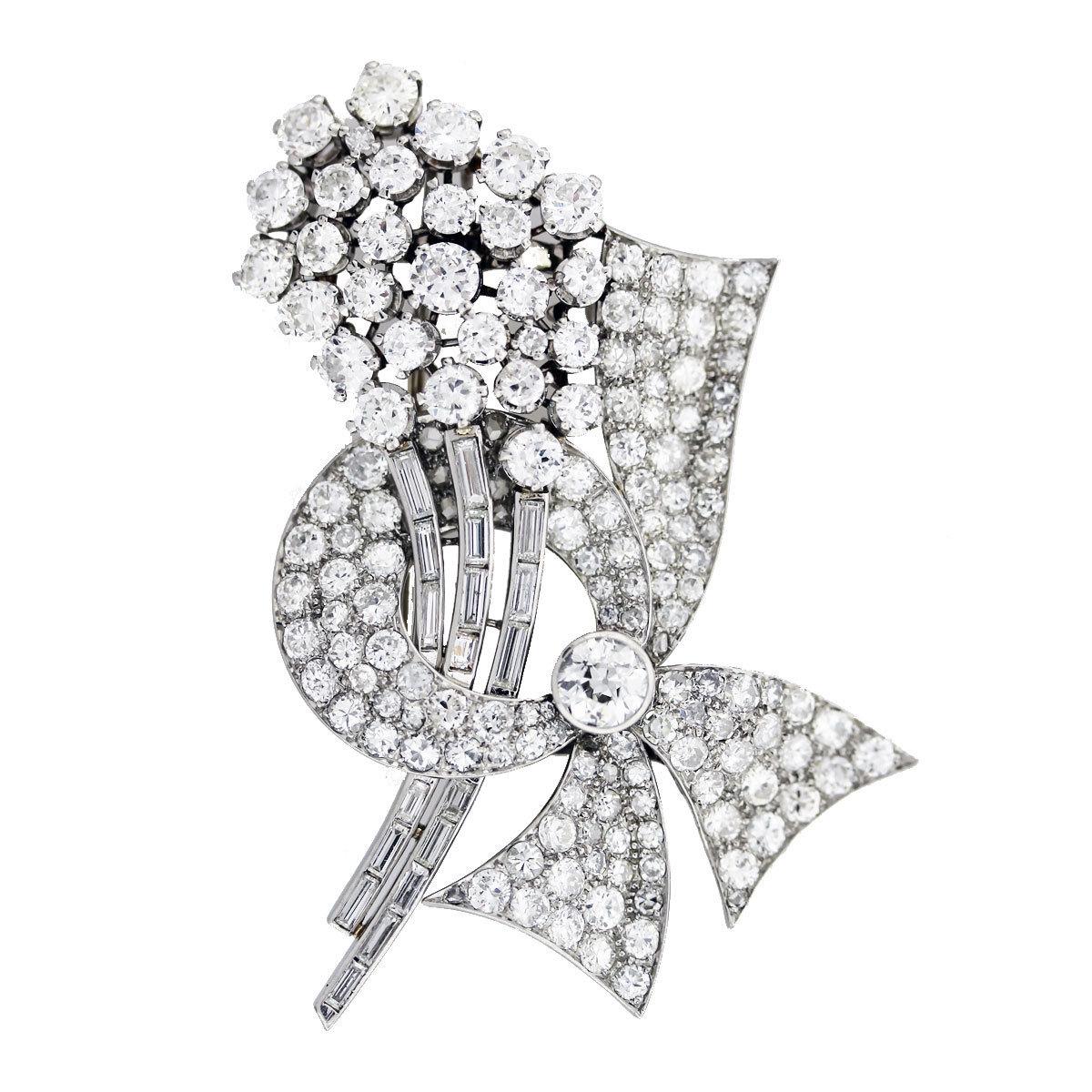 Vintage Platinum and White Diamond Raymond Yard Pin