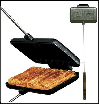 A double pie-iron is a necessity around a campfire. You can make anything! Sandwiches, eggs, steak...the possibilities 