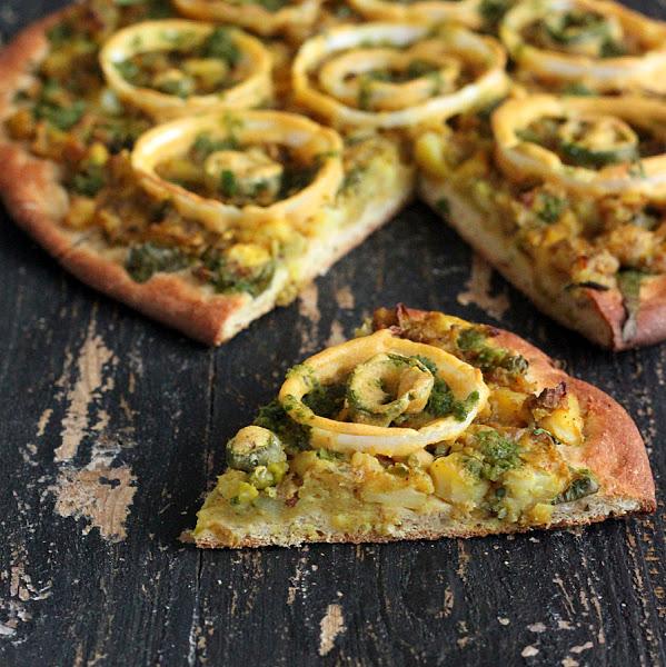 Guest Blogger: Vegan Richa – Samosa and Onion Bhajji Pizza with Wheat Chickpea Crust