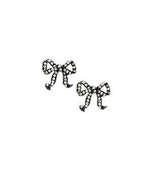 Rhinestone Bow Earring Studs