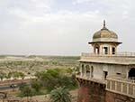 View of Musamman Burj from northwest, with the Yamuna river and the Taj Mahal