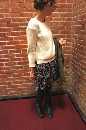 outfit: sweater skirt layering
