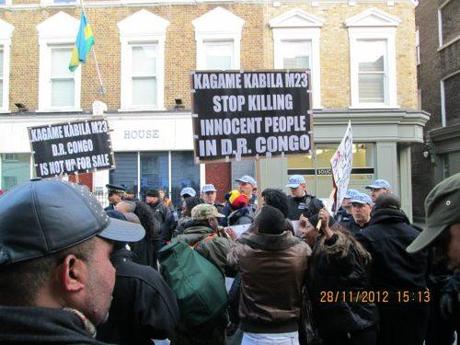 Congolese protesters on November 28th, 2012 in front of the Rwandan High Commission in London - UK.