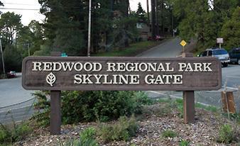 Redwood Regional Park Skyline Gate sign