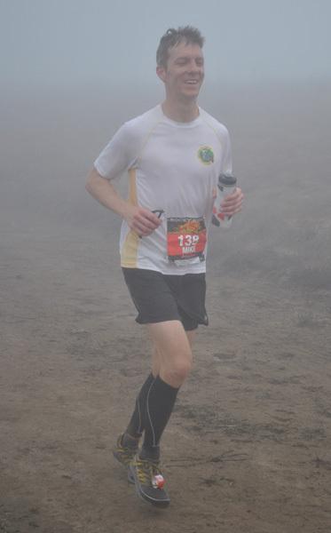 Mike Sohaskey running Rocky Ridge Half Marathon in fog
