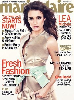 Lea Michele of Glee on the January 2013 cover of Marie Claire. 