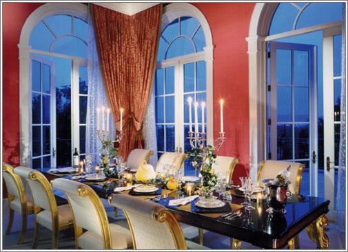 elegant red dining room