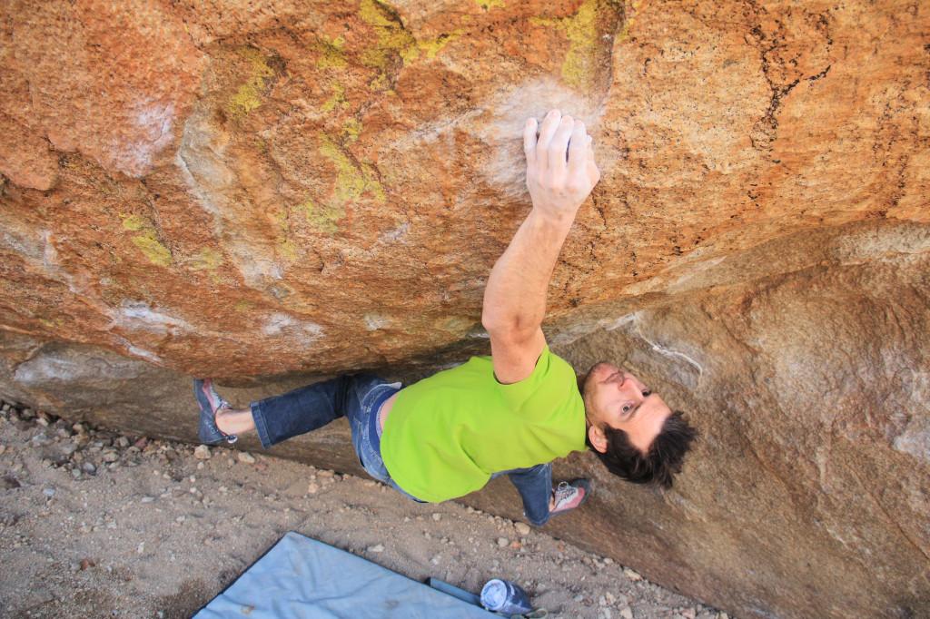 Steve Bradshaw works the moves of The Mystery (V11/12).