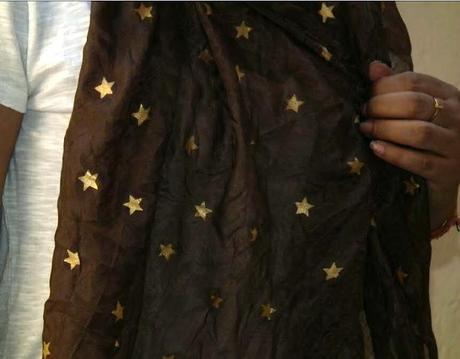 Brown Scarf with Golden Stars