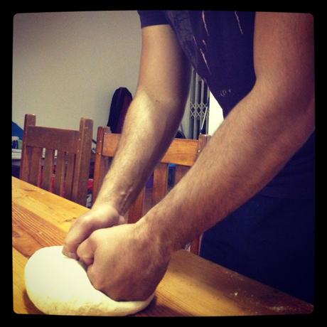 Making delicious bread for me.