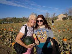 Emma and Nana picking out unique pumpkins in Tehachapi