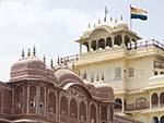 Chandra Mahal, seen at the top is the flag of the royal family