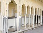 Arches and pillars of the undercover halls of the Hawa Mahal