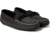 Slip Step Out: Quoddy Lodge Herringbone Leather Slippers
