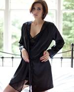 Calvin Klein Black Satin Silk Dressing Gown Robe