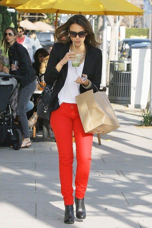Jessica Alba Red Jeans