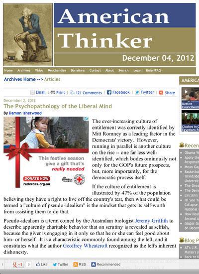 American Thinker - The Psychopathology of the Liberal Mind American Thinker - The Psychopathology of the Liberal Mind
