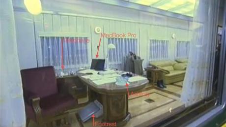 Some annotations of the items inside KJI's office and quarters in the railway car (Photo: KCTV/KCNA screengrab; annotations by Michael Madden)