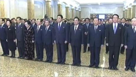 A group of KWP Department Directors and Deputy Directors.  Among those in this image are: Pak Pong Ju, L (Light Industry); Kim Jong Im, 4th L (Party History); Han Kwang Sang, 6th L (Finance);  Kim Kyong Ok, 7th L (Organization Guidance, Security Organs portfolio); Ri Ryong Ha, 4th R (Organization Guidance); Gen. Kim Myong Guk, 3rd R (KPA Supreme Command); Jon Il Chun, R (Finance) (Photo: KCTV/KCNA screengrab)