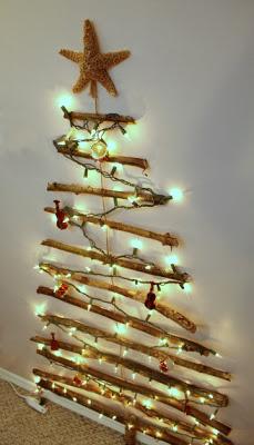 Christmas branch tree on the wall - Turtles and Tails blog