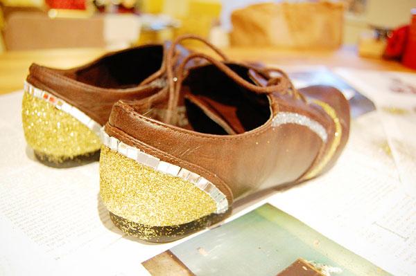 christmas DIY glitter brogues