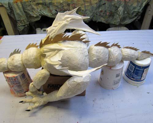 Not So Secret Paper Mache Project- more dragon marionette assembly