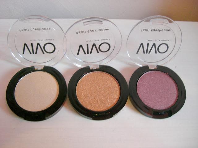 Trio of Vivo Pearl Eyeshadows - Smoky Pink, Goddess & Champagne