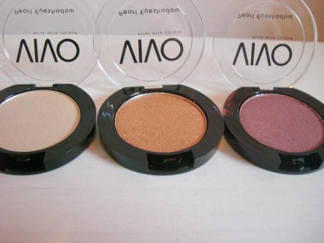 Trio of Vivo Pearl Eyeshadows - Smoky Pink, Goddess & Champagne