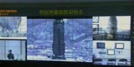 A monitor at the General Satellite Control and Command Center in Pyongyang showing the Sohae Space Center in Tongch'ang-ri, Ch'o'lsan County, North P'yo'ngan Province (Photo: KCTV screengrab)